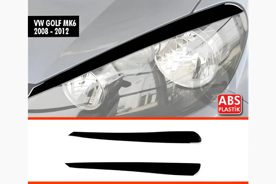 Volkswagen Golf 6 2008-2014 Palpebre Fari DPT (2pz, Nero Lucido) Foto 1