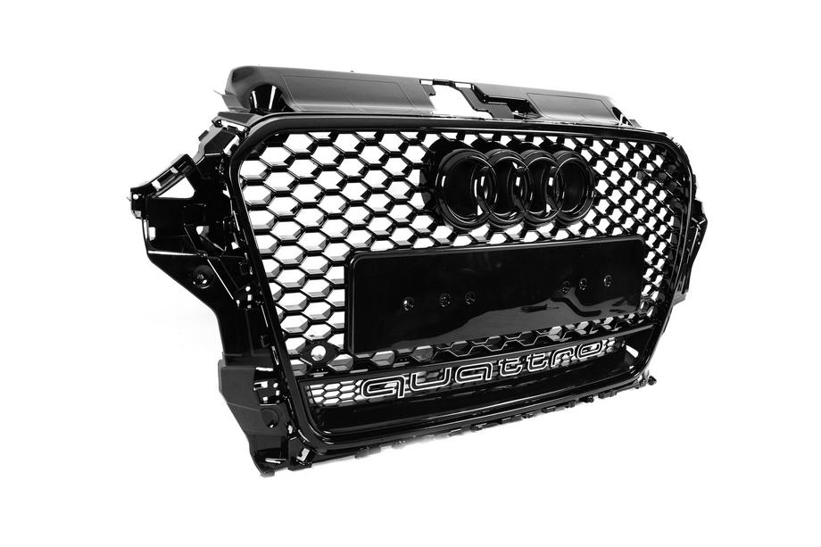 Audi A3 2012-2020 Griglia Anteriore RS-Style con Scritta Quattro (2012-2016, nera) Foto 3