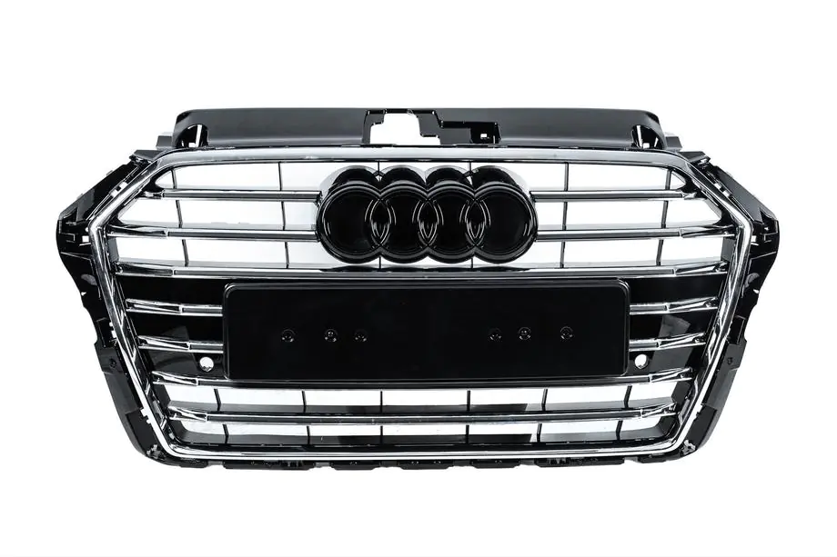 Audi A3 2012-2020 Griglia Anteriore S-Style (2016-2020, Nera con Cromo) Image