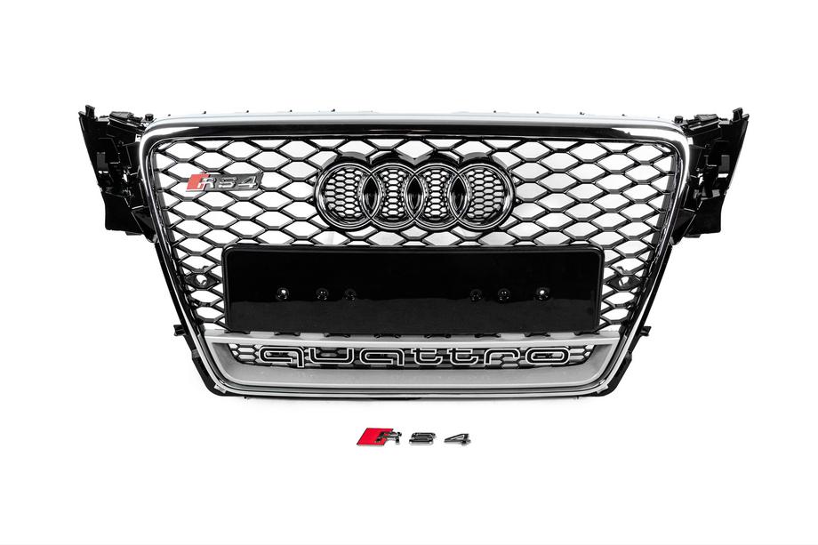 Audi A4 B8 2007-2015 Griglia anteriore con scritta Quattro RS-style (2007-2011, nera) Image