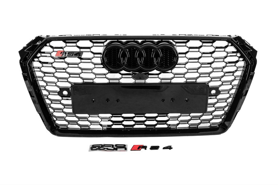 Audi A4 B9 2015-2024 Griglia anteriore stile RS con scritta Quattro (2015-2019, nera) Image