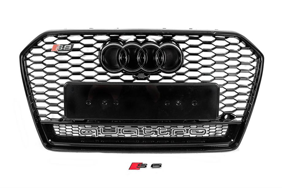 Audi A6 C7 2011-2017 Griglia anteriore nera stile RS con scritta Quattro (2014-2017) Image