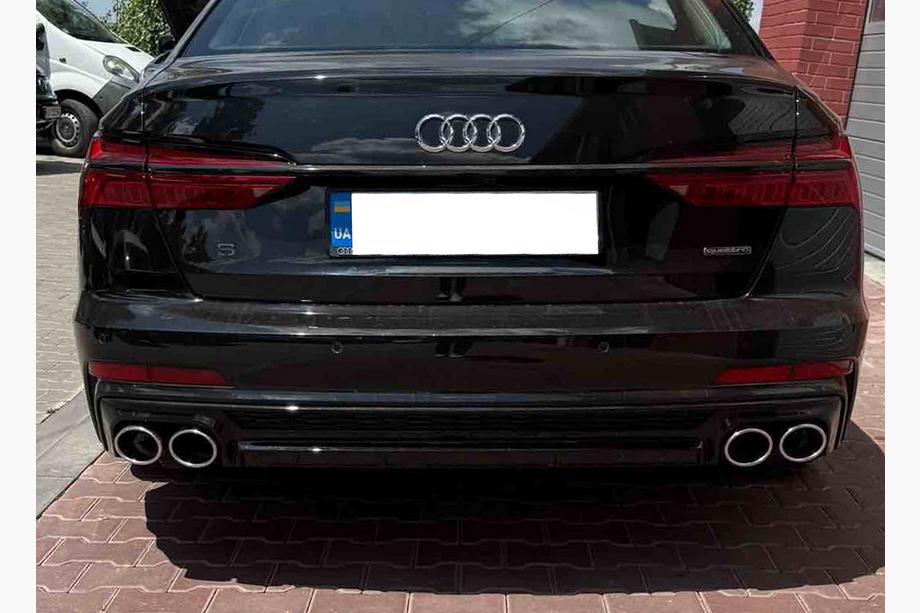 Audi A6 C8 2018–2025 Diffusore posteriore con terminali di scarico S-Style Silver (per S / S-Line) Image
