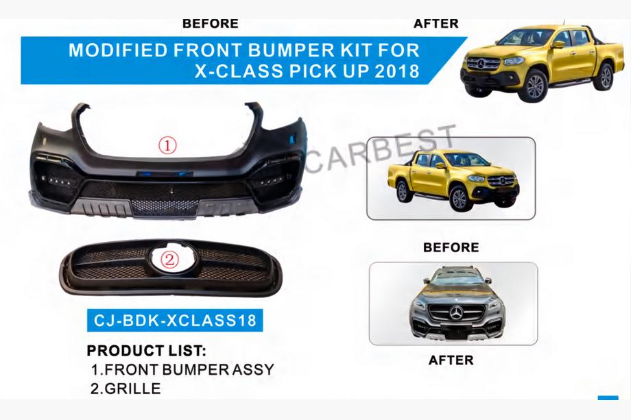 Mercedes X class 2017-2020 Paraurti anteriore con griglia (stile AMG) Image