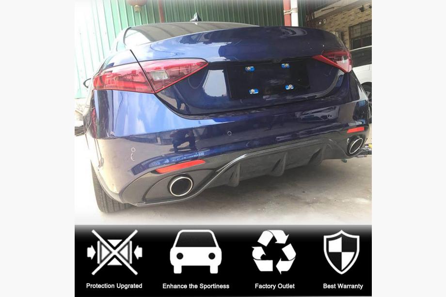 Alfa Romeo Giulia 2016-2022 Diffusore Paraurti Posteriore (per Sport, Carbonio) Foto 3