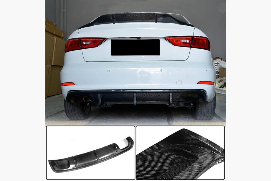 Audi A3 2012-2020 Diffusore paraurti posteriore V2 (per Base Sedan 2012-2016, Carbonio) Image
