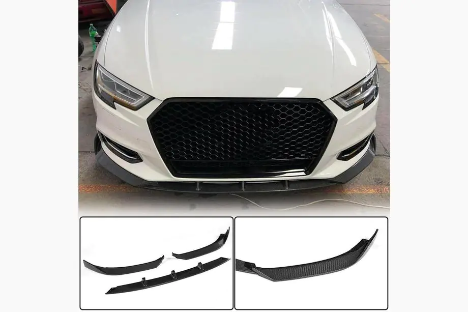 Audi A3 2012-2020 Labbro paraurti anteriore Lip V1 (per Base 2017-2020 Sedan, Carbonio) Foto 1