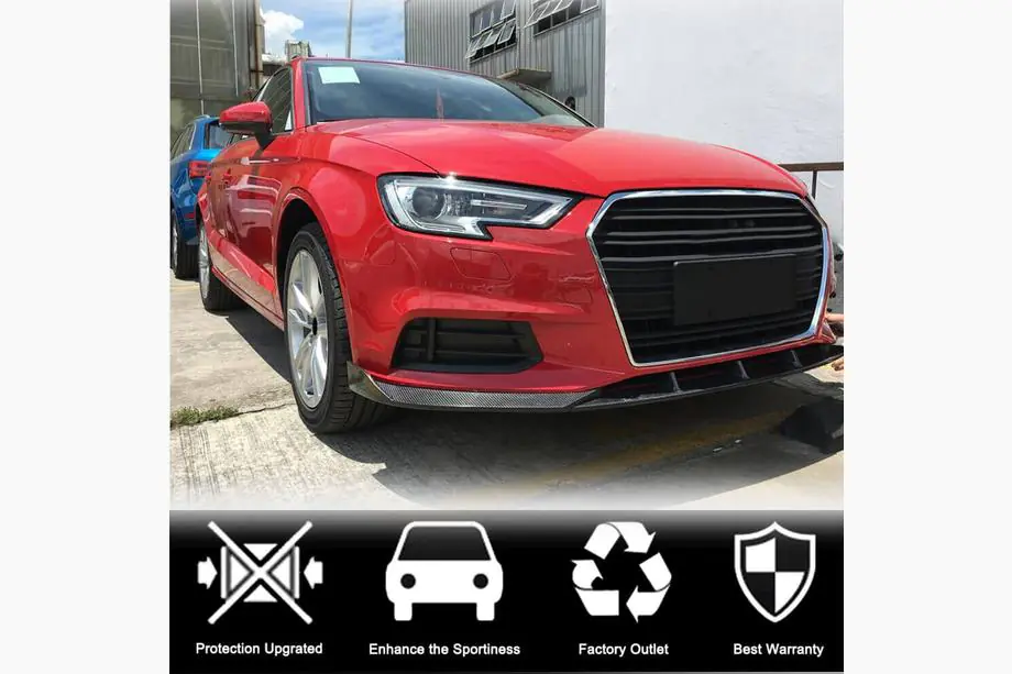 Audi A3 2012-2020 Labbro paraurti anteriore Lip V1 (per Base 2017-2020 Sedan, Carbonio) Foto 3