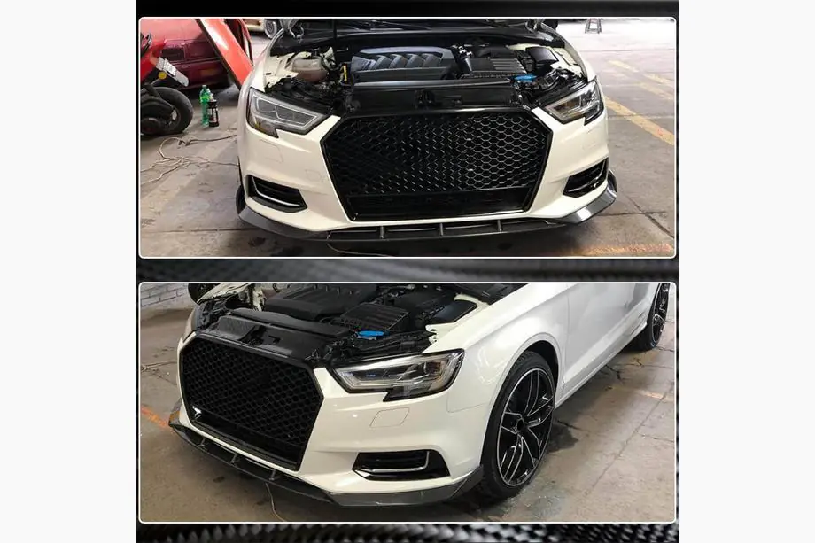 Audi A3 2012-2020 Labbro paraurti anteriore Lip V1 (per Base 2017-2020 Sedan, Carbonio) Foto 5