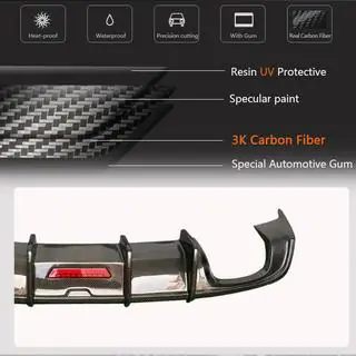 Diffusore paraurti posteriore con luce freno a LED (per Base Sedan 2017-2020, Carbonio) Audi A3 2012-2020 foto 3