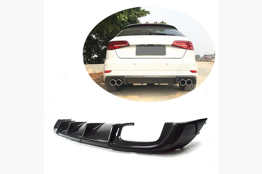Audi A3 2012-2020 Diffusore Posteriore paraurti V2 (per S-Line HB 2017-2020, Carbonio) Image