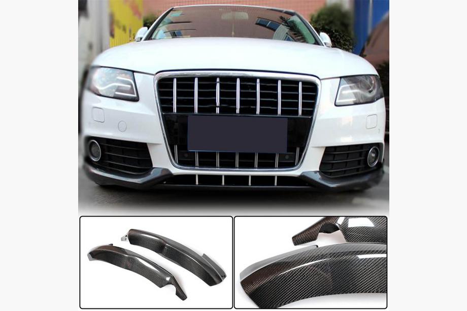 Audi A4 B8 2007-2015 Estensioni Flap paraurti anteriore (per Base 2007-2011, Carbonio) Image