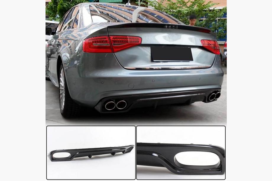 Audi A4 B8 2007-2015 Diffusore Paraurti Posteriore (per Base 2011-2015, Carbonio) Image
