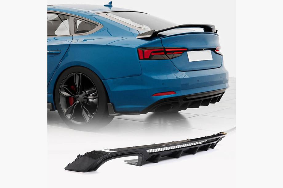 Audi A5 2016-2025 Diffusore Posteriore Paraurti V3 (per S-Line 2016-2020, Carbonio) Image