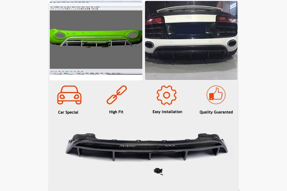 Audi R8 2006-2015 Diffusore Paraurti Posteriore (Carbonio) Foto 2