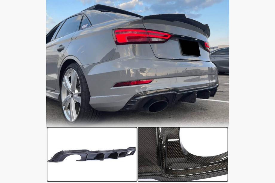Audi A3 2012-2020 Diffusore paraurti posteriore V1 (per RS3 Sedan 2017-2019, Carbonio) Image
