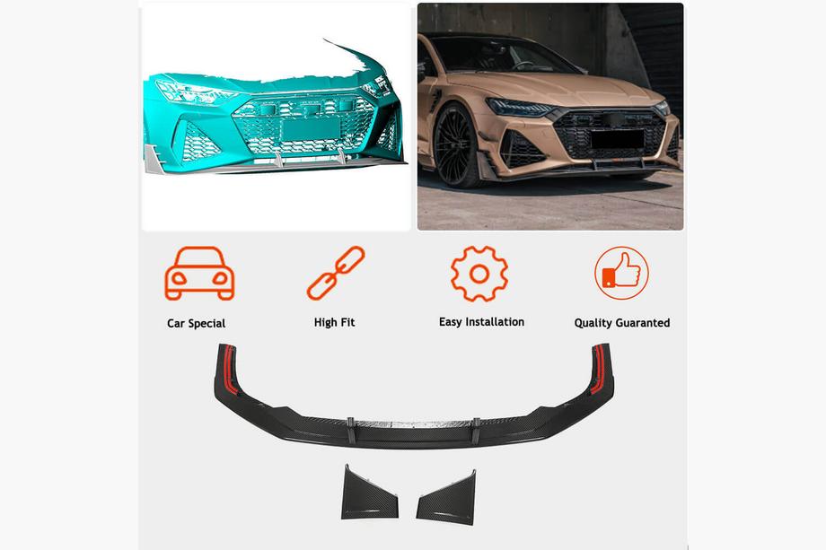 Audi A7 2018- Labbro Anteriore Paraurti V1 (per RS7 2018-2022, Carbonio Secco) Foto 2