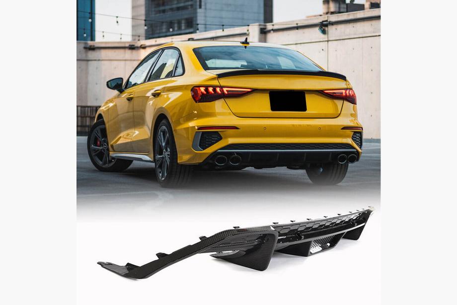 Audi A3 2020- Diffusore paraurti posteriore V1 (per S-Line Sedan 2020-2023, Carbonio) Foto 1