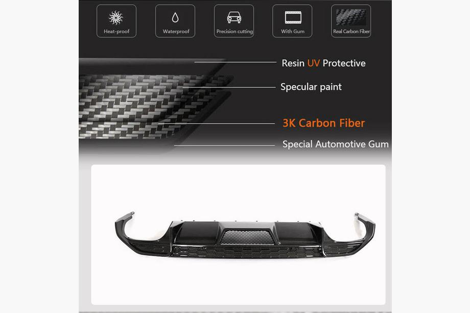 Audi A3 2020- Diffusore paraurti posteriore V1 (per S-Line Sedan 2020-2023, Carbonio) Foto 3