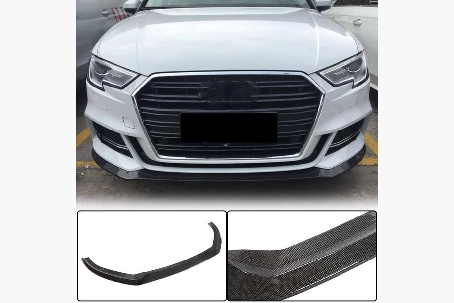 Audi A3 2012-2020 Lip spoiler paraurti anteriore Lip V5 (per S-Line Sedan 2017-2020, Carbonio) Foto 1