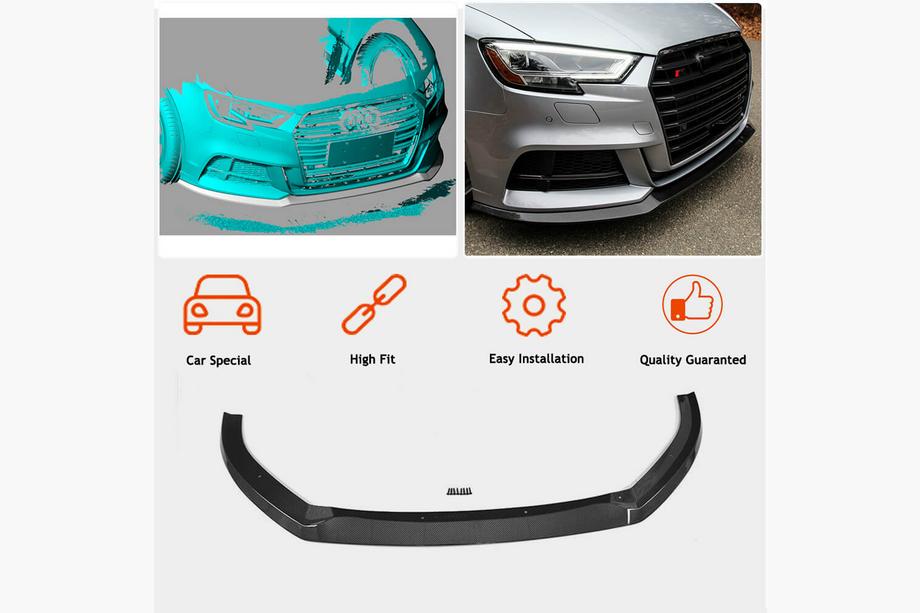 Audi A3 2012-2020 Lip spoiler paraurti anteriore Lip V5 (per S-Line Sedan 2017-2020, Carbonio) Foto 2