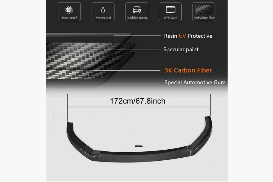 Audi A3 2012-2020 Lip spoiler paraurti anteriore Lip V5 (per S-Line Sedan 2017-2020, Carbonio) Foto 6