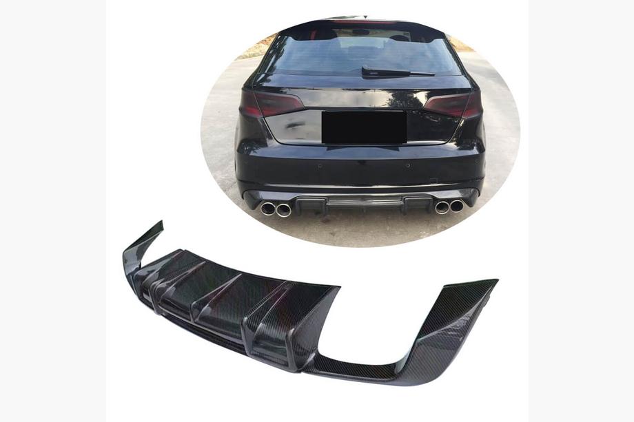 Audi A3 2012-2020 Diffusore Paraurti Posteriore V1 (per S-Line HB 2012-2016, Carbonio) Image