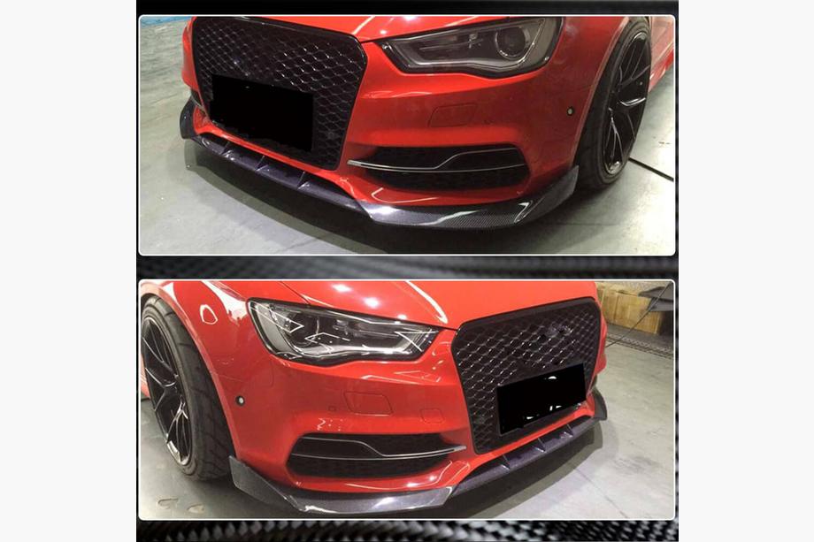 Audi A3 2012-2020 Lip spoiler paraurti anteriore Lip V2 (per S-Line Sedan 2012-2016, Carbonio) Foto 3