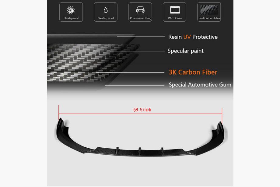 Audi A3 2012-2020 Lip spoiler paraurti anteriore Lip V2 (per S-Line Sedan 2012-2016, Carbonio) Foto 5