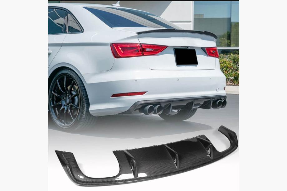 Audi A3 2012-2020 Diffusore posteriore V2 (per S-Line Sedan 2012-2016, Carbonio) Foto 1