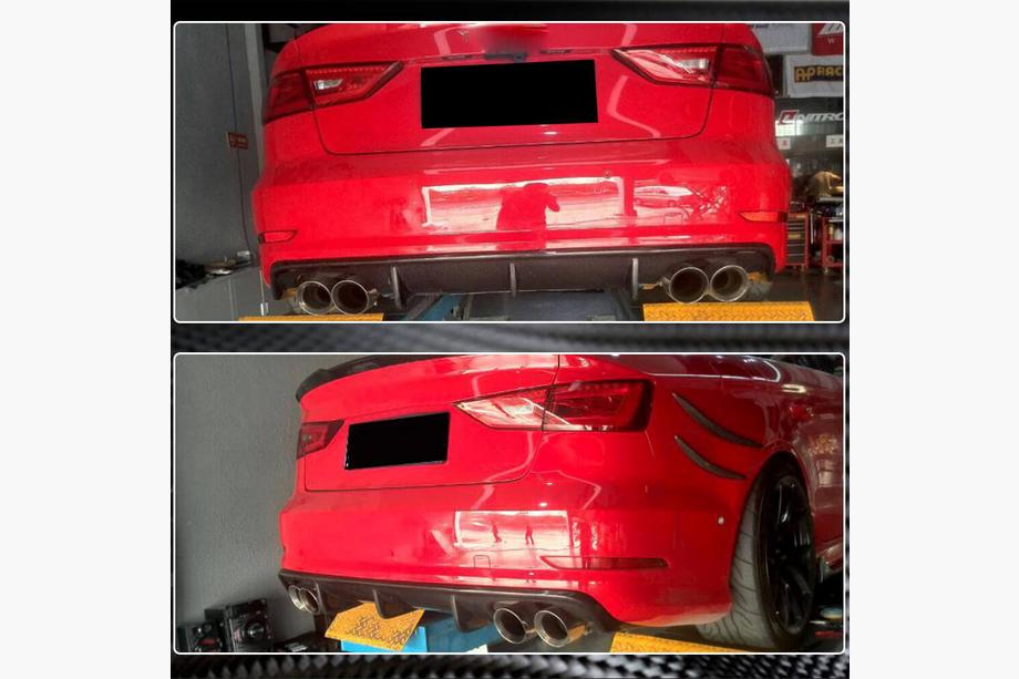 Audi A3 2012-2020 Diffusore posteriore V2 (per S-Line Sedan 2012-2016, Carbonio) Foto 4