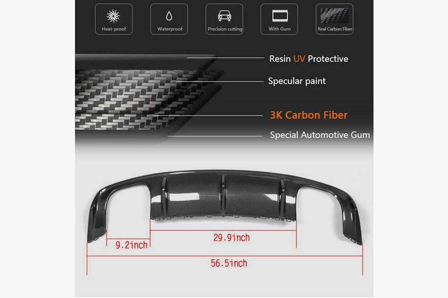 Audi A3 2012-2020 Diffusore posteriore V2 (per S-Line Sedan 2012-2016, Carbonio) Foto 6