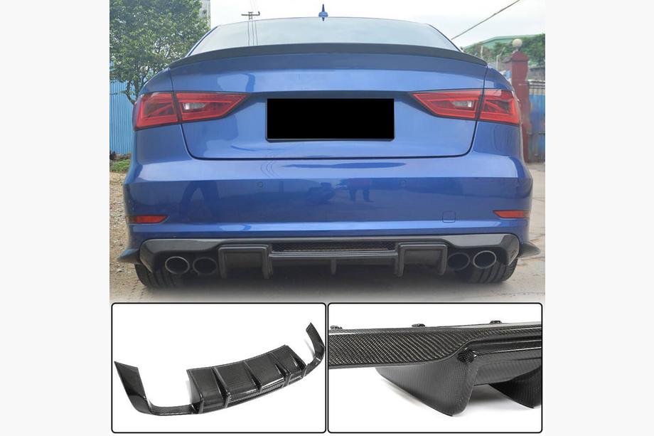 Audi A3 2012-2020 Diffusore paraurti posteriore V1 (per S-Line Sedan 2012-2016, Carbonio) Foto 1