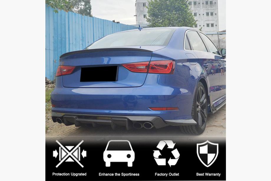 Audi A3 2012-2020 Diffusore paraurti posteriore V1 (per S-Line Sedan 2012-2016, Carbonio) Foto 2