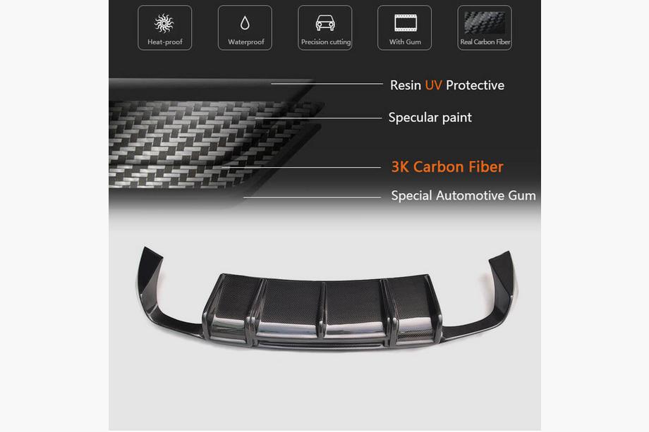Audi A3 2012-2020 Diffusore paraurti posteriore V1 (per S-Line Sedan 2012-2016, Carbonio) Foto 5