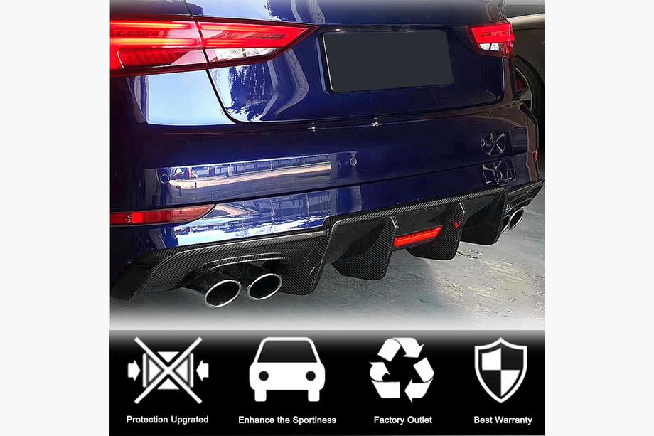 Audi A3 2012-2020 Diffusore paraurti posteriore V3 per S-Line Sedan 2017-2020 (Carbonio) Foto 2