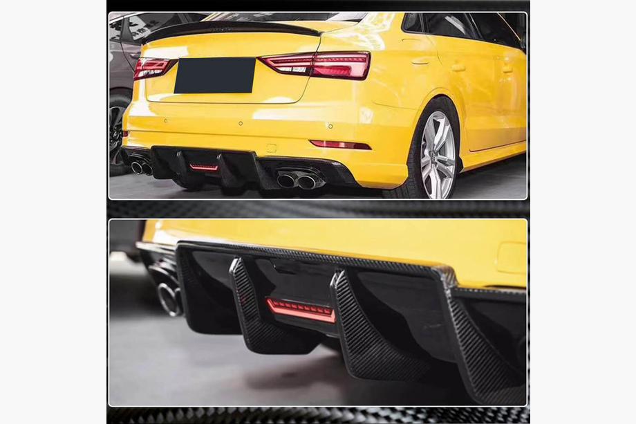 Audi A3 2012-2020 Diffusore paraurti posteriore V3 per S-Line Sedan 2017-2020 (Carbonio) Foto 3