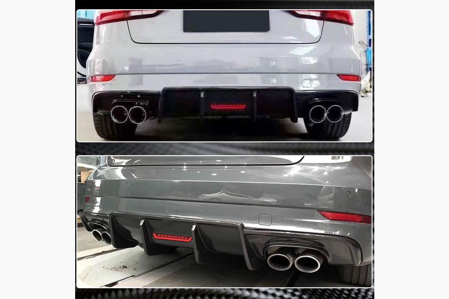 Audi A3 2012-2020 Diffusore paraurti posteriore V3 per S-Line Sedan 2017-2020 (Carbonio) Foto 4