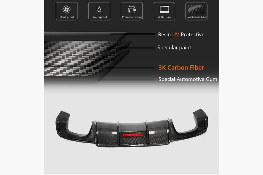Audi A3 2012-2020 Diffusore paraurti posteriore V3 per S-Line Sedan 2017-2020 (Carbonio) Foto 5