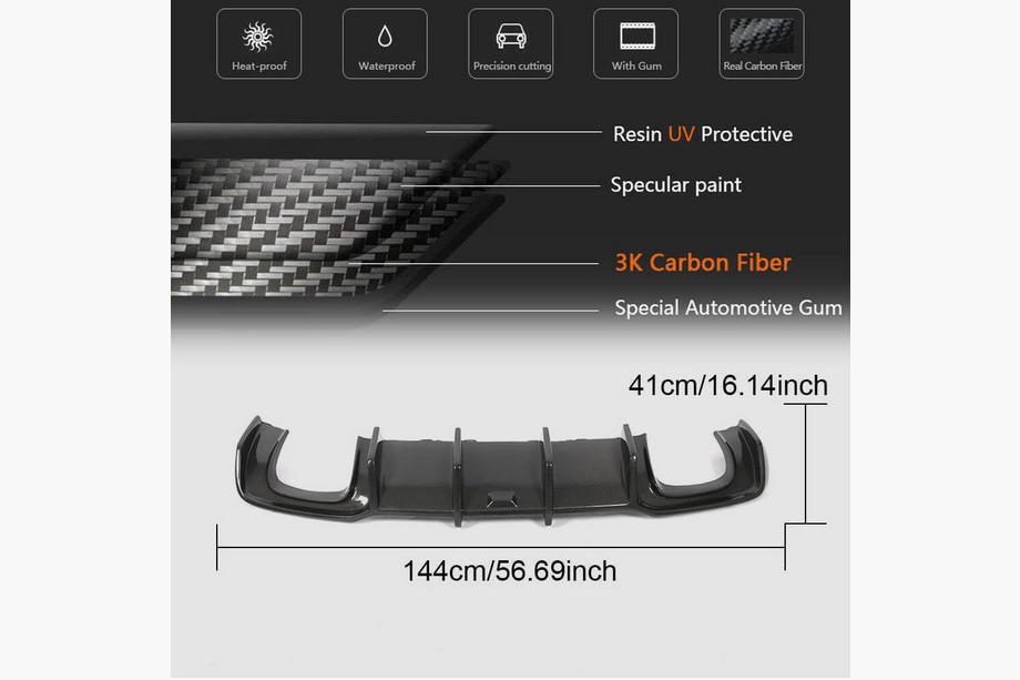 Audi A3 2012-2020 Diffusore paraurti posteriore V1 (per S-Line Sedan 2017-2020, Carbonio) Foto 5