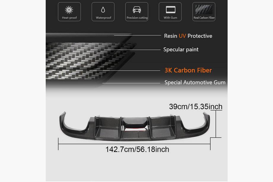 Audi A4 B8 2007-2015 Diffusore Posteriore Paraurti V1 (per S4 2009-2012, Carbonio) Foto 8