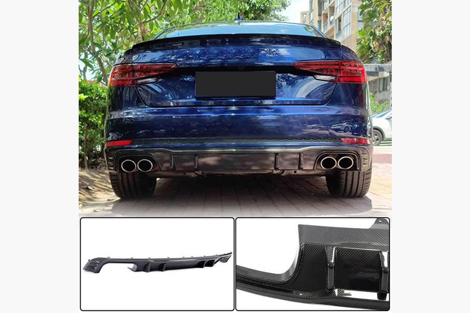 Audi A4 B9 2015-2024 Diffusore paraurti posteriore V2 (per S-Line Sedan 2015-2019, Carbonio) Image