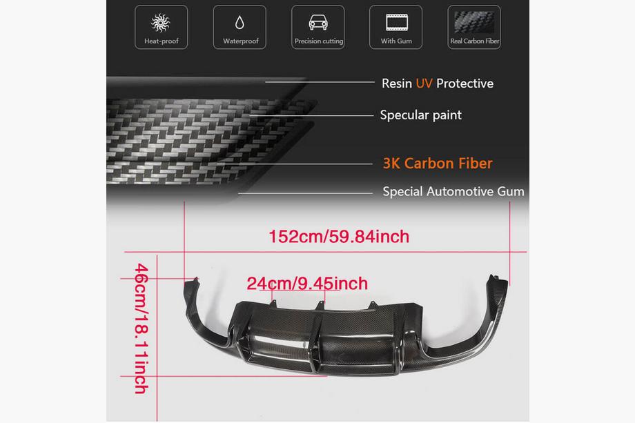 Audi A5 2007-2015 Diffusore Posteriore V3 (per S-Line 2012-2015, Carbonio) Foto 5