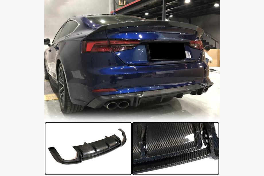 Audi A5 2016-2025 Diffusore Posteriore paraurti V2 (per S-Line 2016-2020, Carbonio) Foto 2