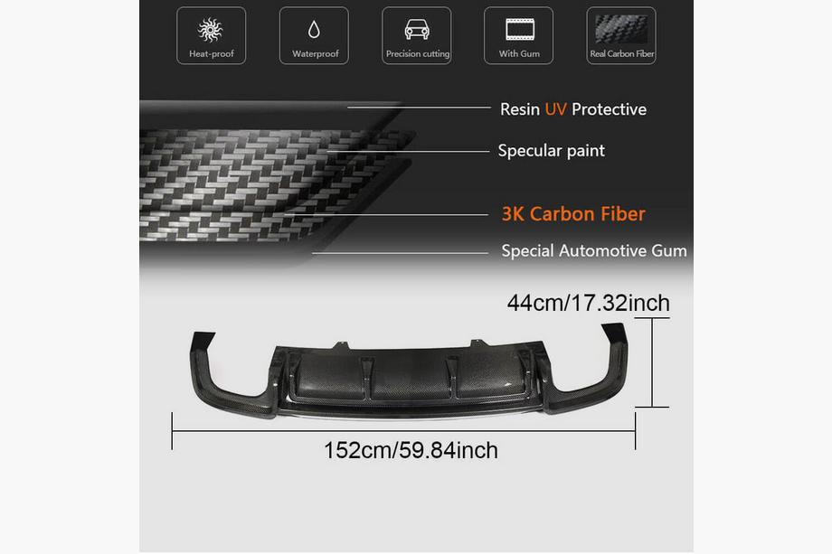 Audi A5 2016-2025 Diffusore Posteriore paraurti V2 (per S-Line 2016-2020, Carbonio) Foto 7