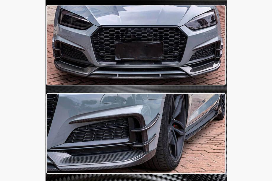 Audi A5 2016-2025 Estensioni paraurti anteriore Flap V2 (per S-Line 2016-2020, Carbonio) Foto 4