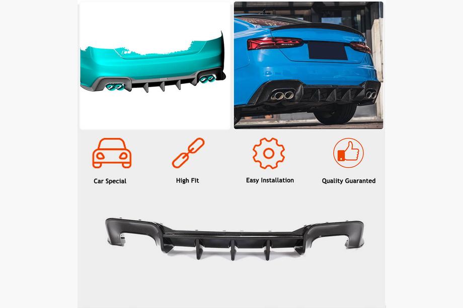 Audi A5 2016-2025 Diffusore Paraurti Posteriore (Carbonio) V2 Foto 2