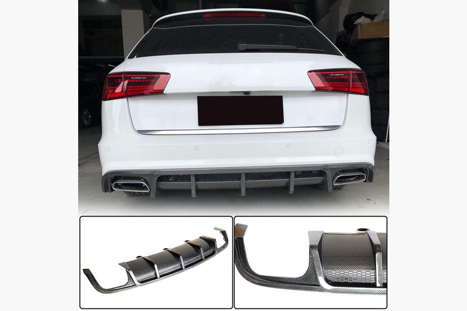 Audi A6 C7 2011-2017 Diffusore paraurti posteriore (per S-Line Avant 2014-2018, Carbonio) Image