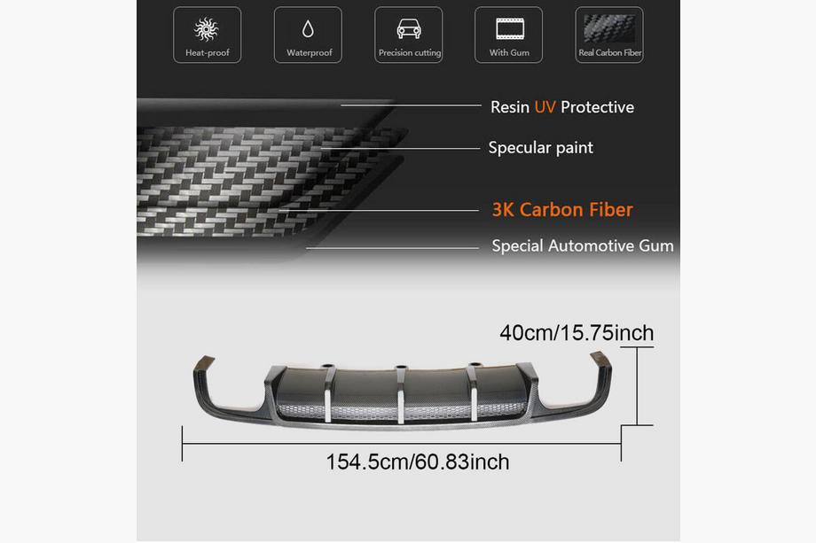 Audi A6 C7 2011-2017 Diffusore paraurti posteriore (per S-Line Avant 2014-2018, Carbonio) Foto 6