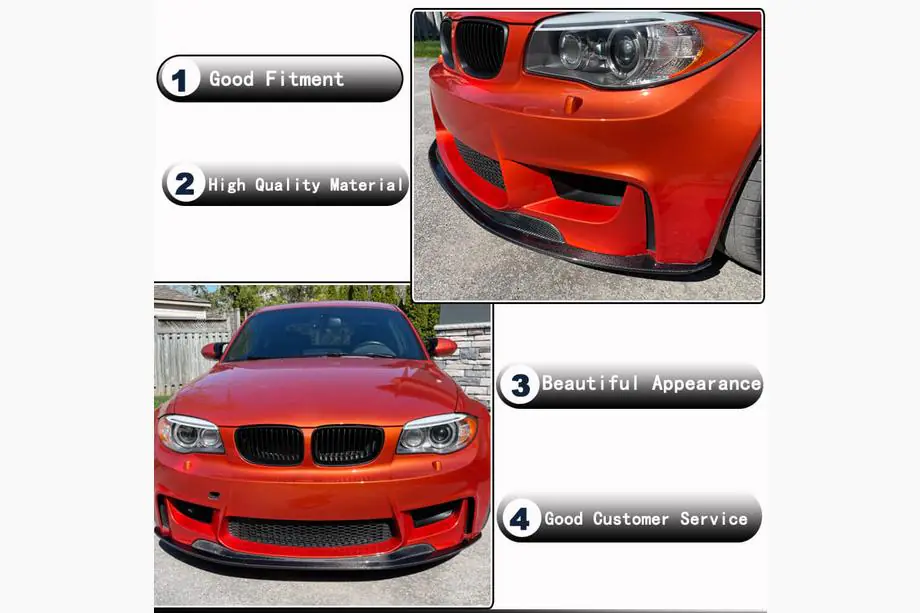 BMW 1 Series E81/E82/E87/E88 2004-2011 Labbro anteriore V1 per 1M E82, Carbonio Foto 3